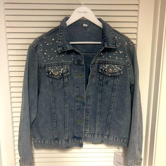Mother of the Bride Pearl Denim Jacket 4X NWT - Picture 7 of 14